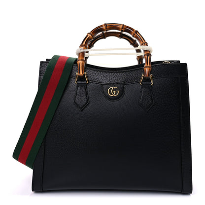 Gucci Textured Dollar Calfskin Large Diana Tote Bag Black 1 of 8