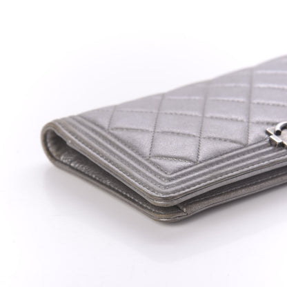 Chanel Metallic Calfskin Quilted Boy Yen Wallet Silver 6 of 11