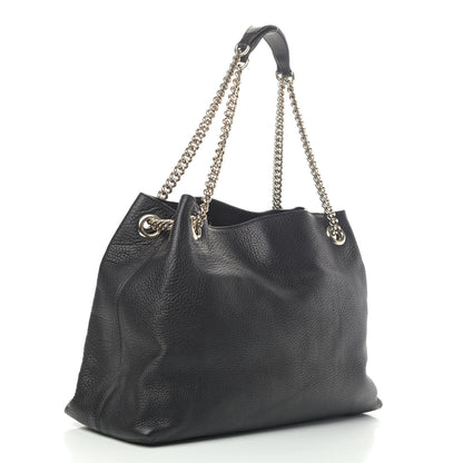 Gucci Pebbled Calfskin Medium Soho Chain Shoulder Bag Black 2 of 4