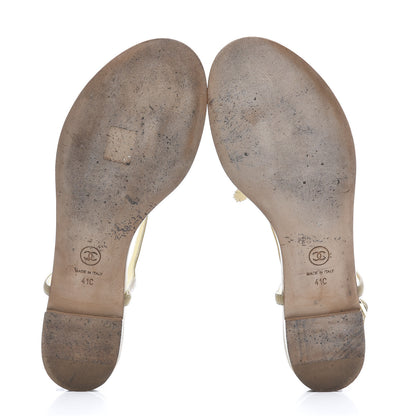 Chanel Lambskin Camellia Thong Sandals 41 Beige 5 of 7