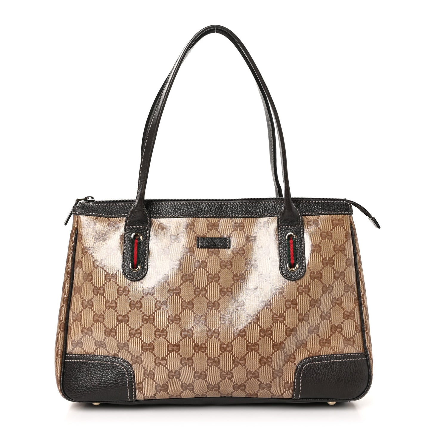 Crystal Monogram Medium Princy Tote Dark Brown