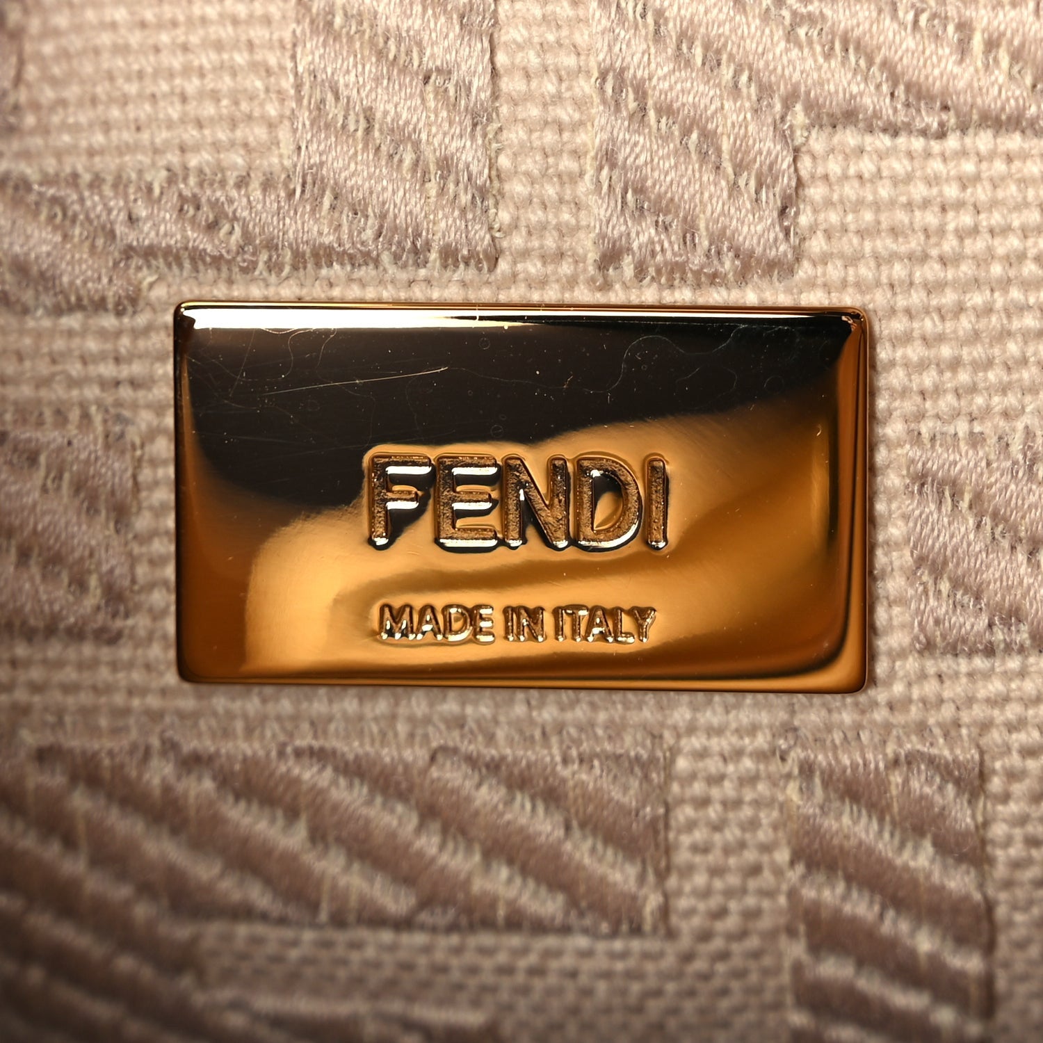 Fendi Vitello Seta Canvas FF Embroidered Mini Peekaboo Iconic Satchel Miele Scuro Poudre 6 of 9