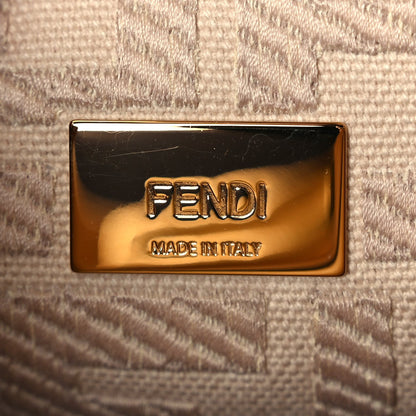 Fendi Vitello Seta Canvas FF Embroidered Mini Peekaboo Iconic Satchel Miele Scuro Poudre 6 of 9