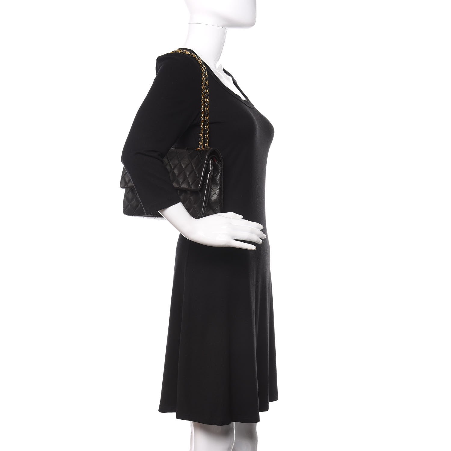 Chanel Lambskin Quilted Medium Double Flap Black 2 of 14