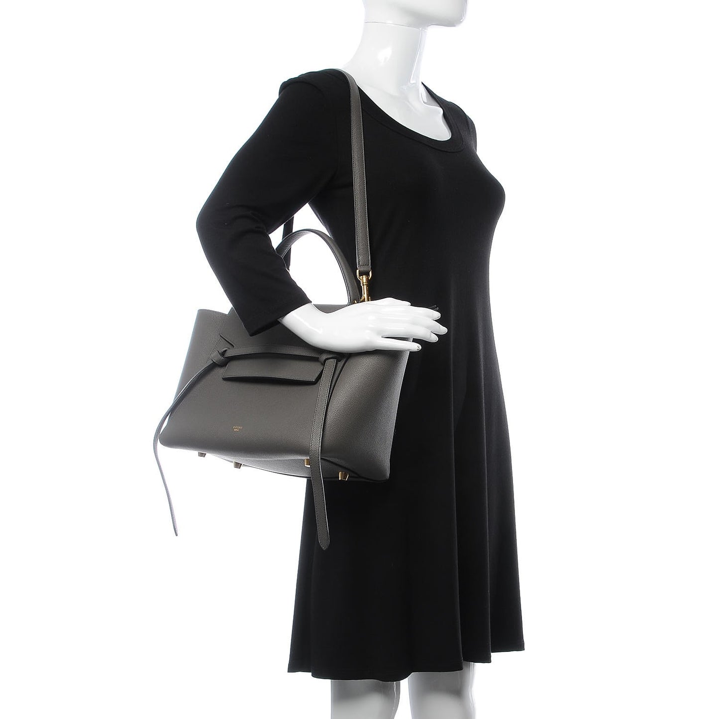 Grained Calfskin Mini Belt Bag Grey