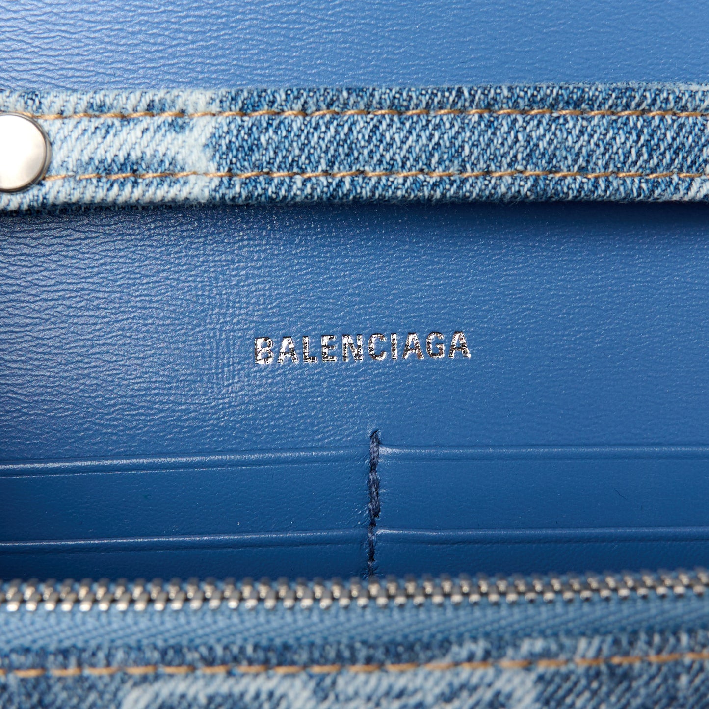Denim BB Monogram Hourglass Chain Bag Blue