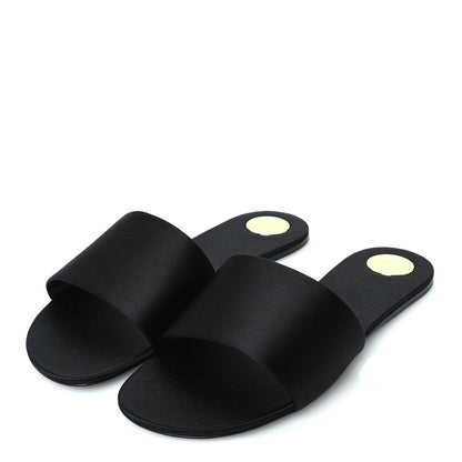Saint Laurent Satin Carlyle Slide Sandals 38  Black 2 of 7