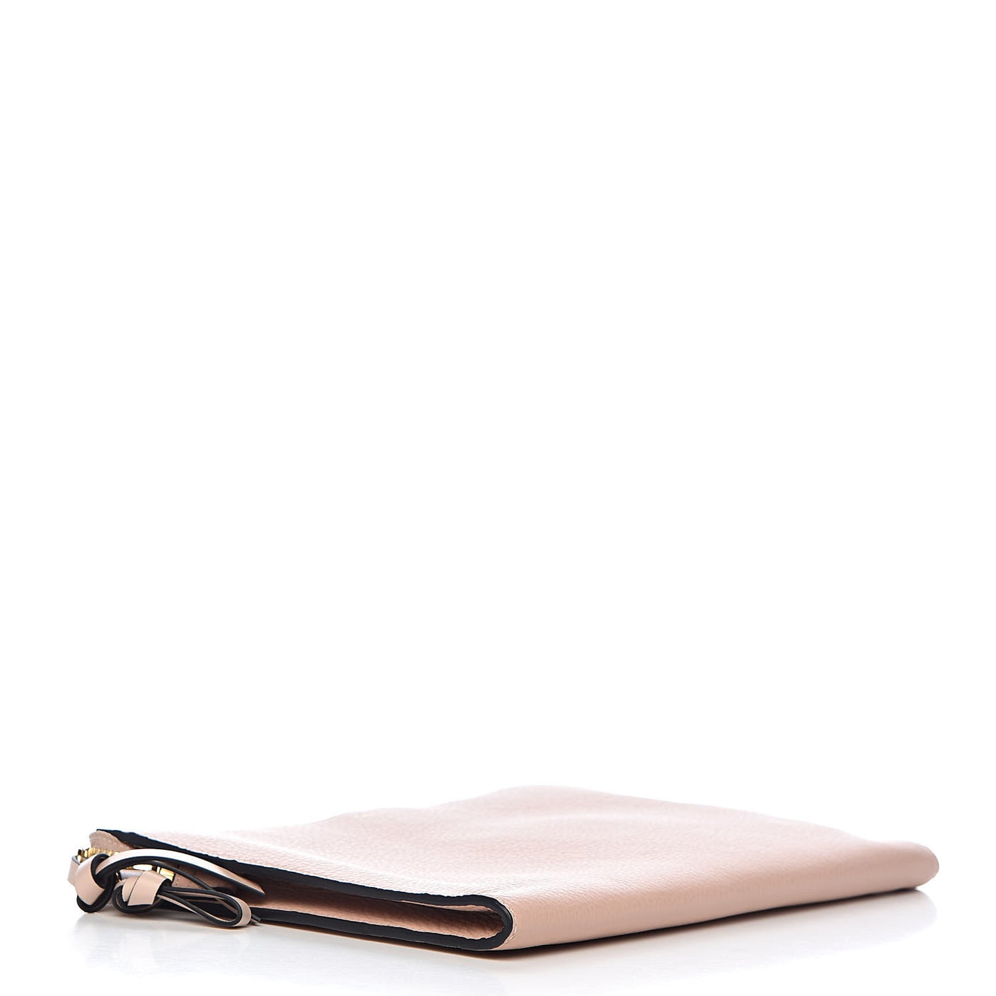 Calfskin Alphabet Flat Pouch Clutch Blush Nude