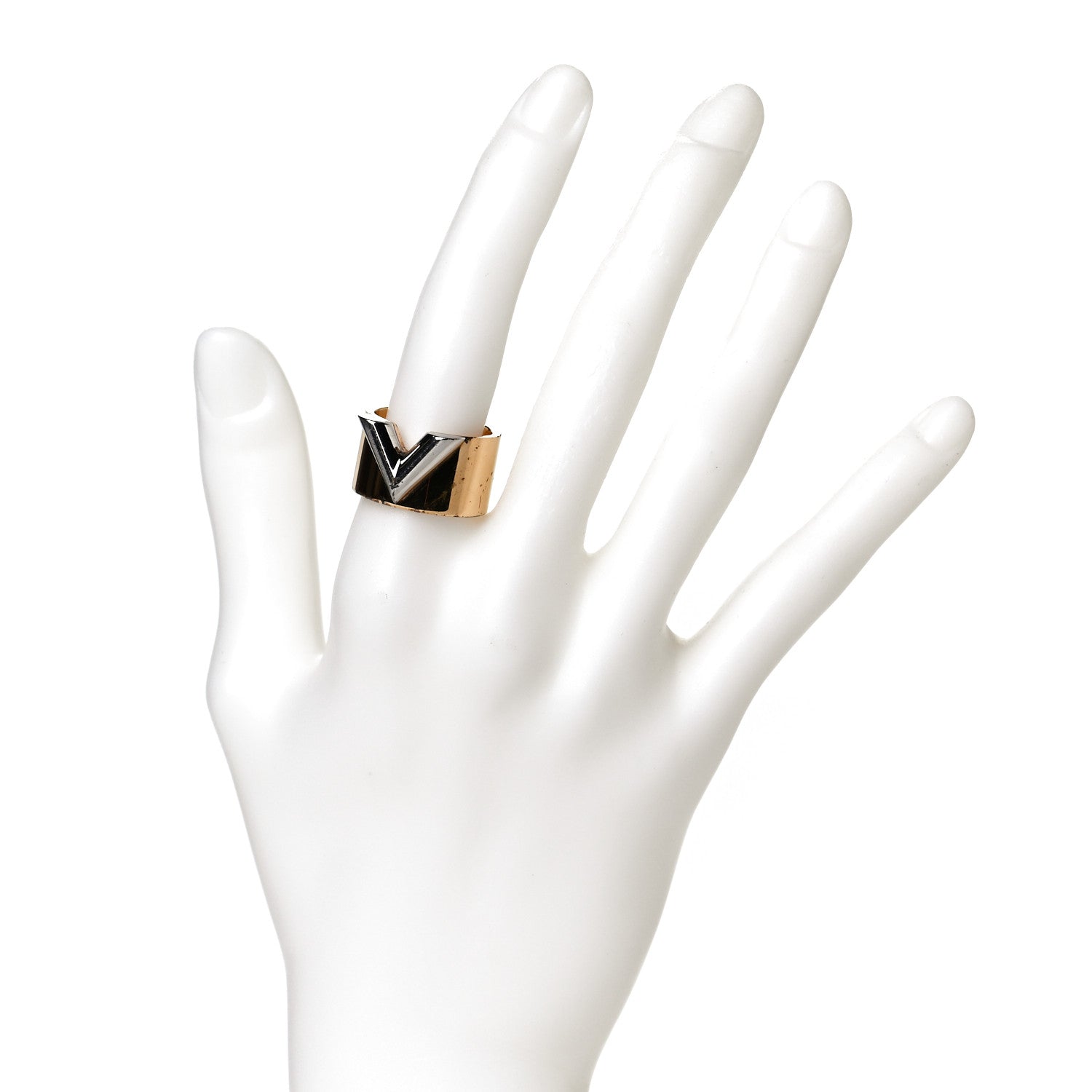 Louis Vuitton Brass Essential V Ring L Gold Silver 2 of 5