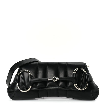 Gucci Nappa Vertical Matelasse Medium Maxi Horsebit Chain Shoulder Bag Black 1 of 8