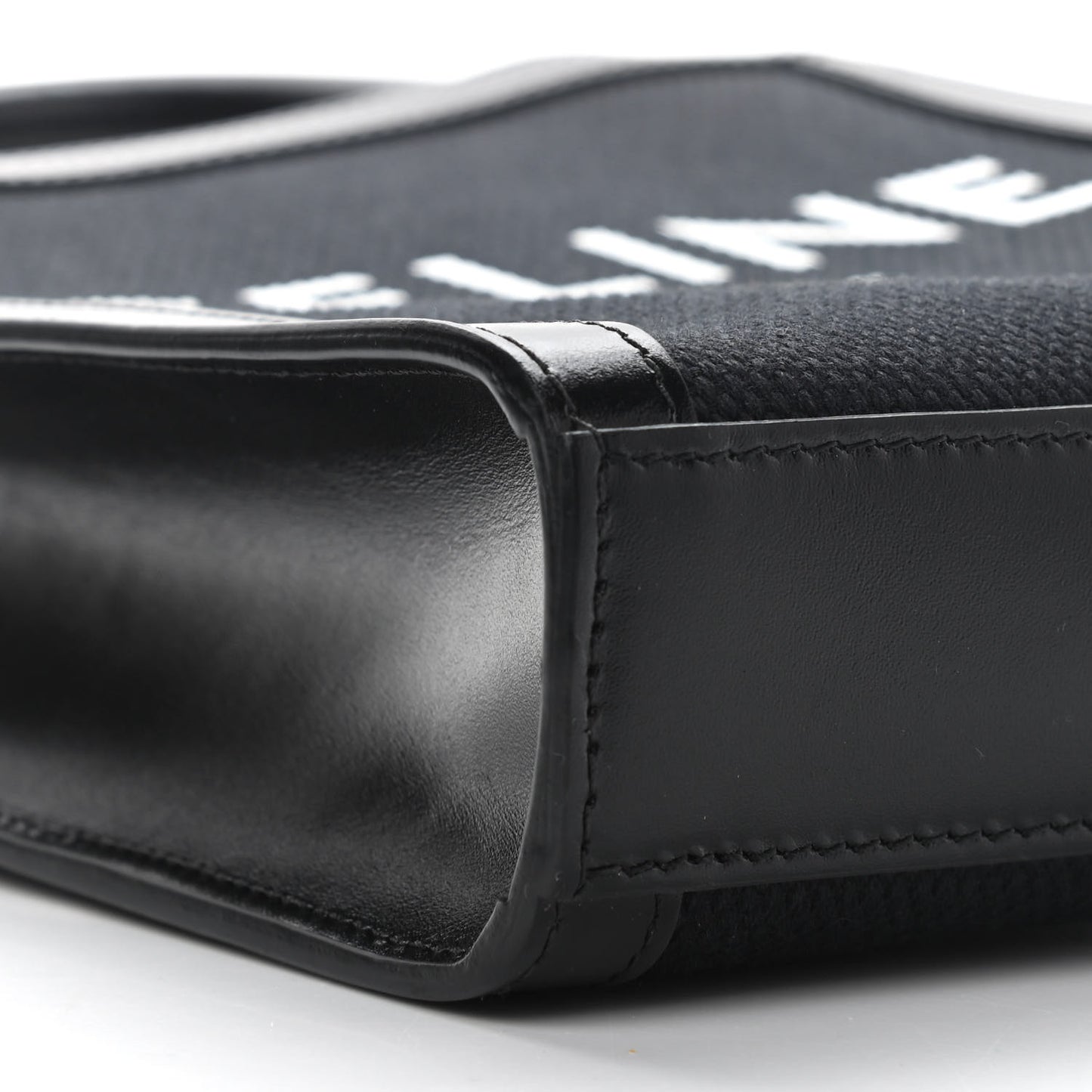 Canvas Calfskin Mini Vertical Cabas Black