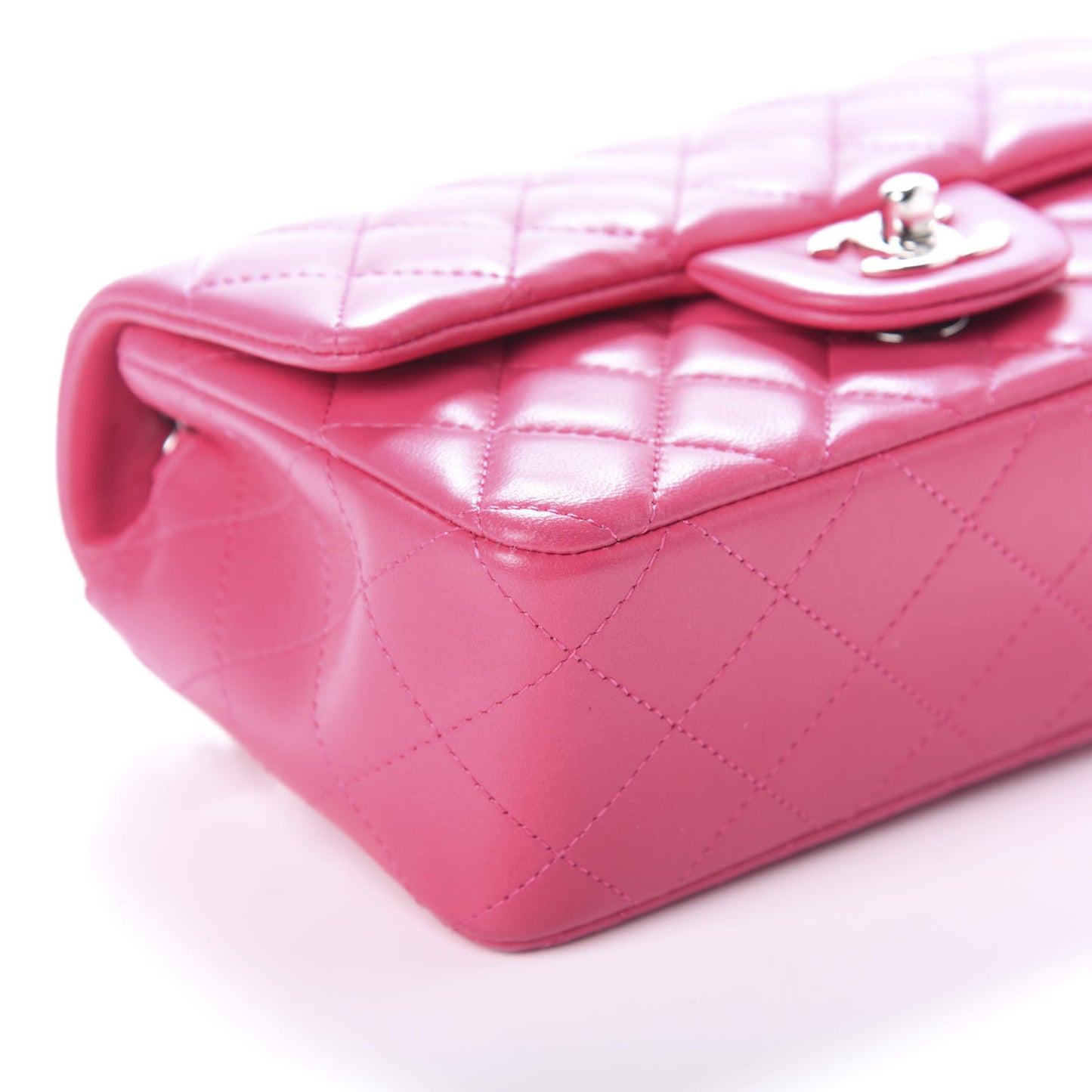 Lambskin Quilted Mini Rectangular Flap Pink