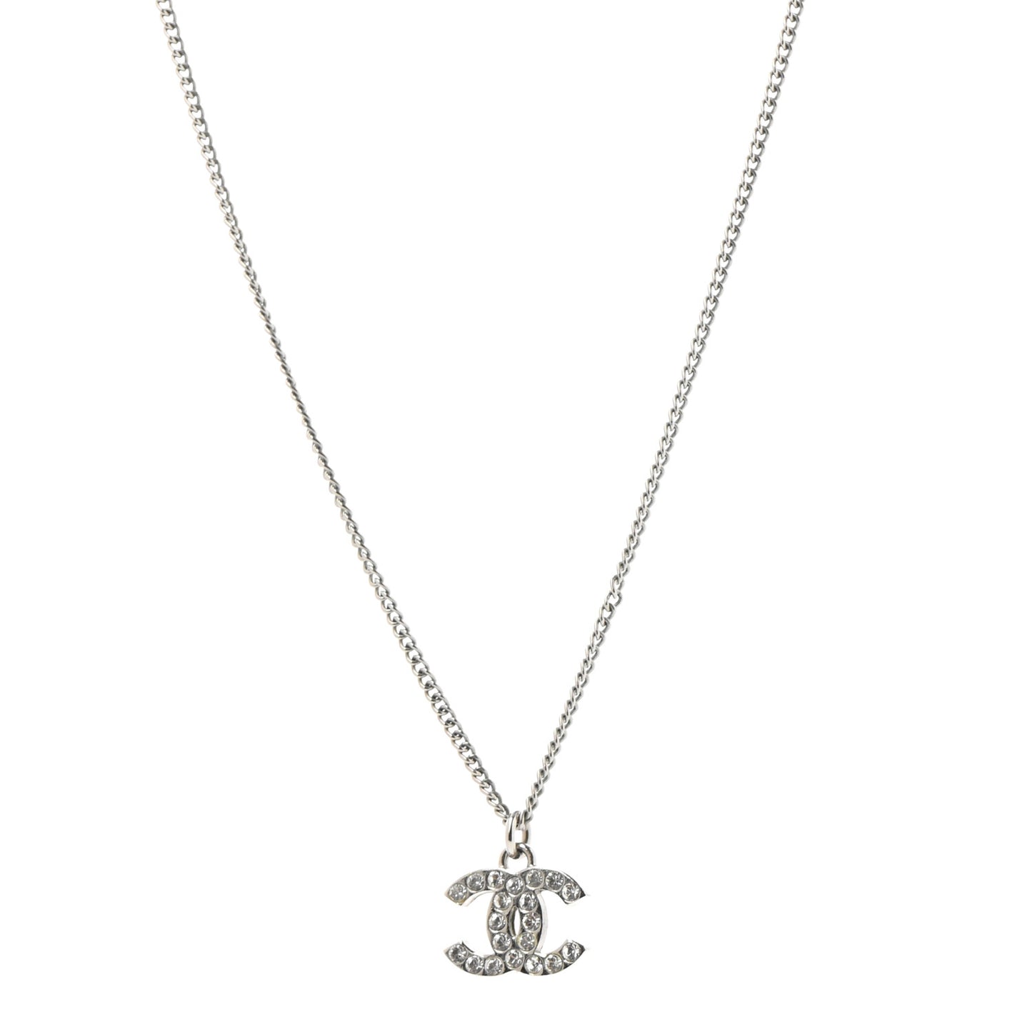 Crystal CC Pendant Necklace Silver