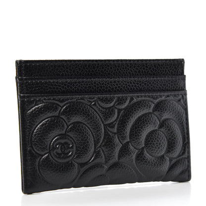Chanel Caviar Camellia Embossed Card Holder Black 3 of 7
