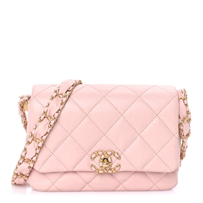 Chanel Crumpled Calfskin Quilted Braided CC Flap Light Pink 1 of 9