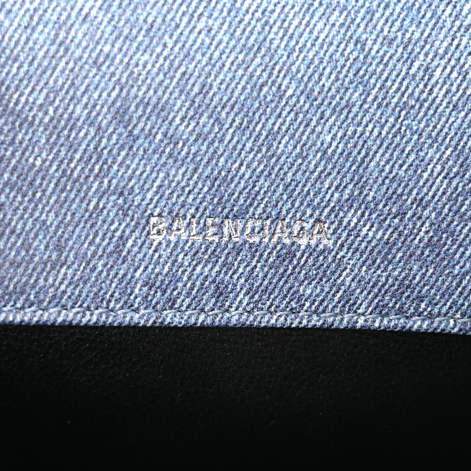 Balenciaga Nappa Denim Printed Hourglass Top Handle Bag XS Denim Blue 5 of 8