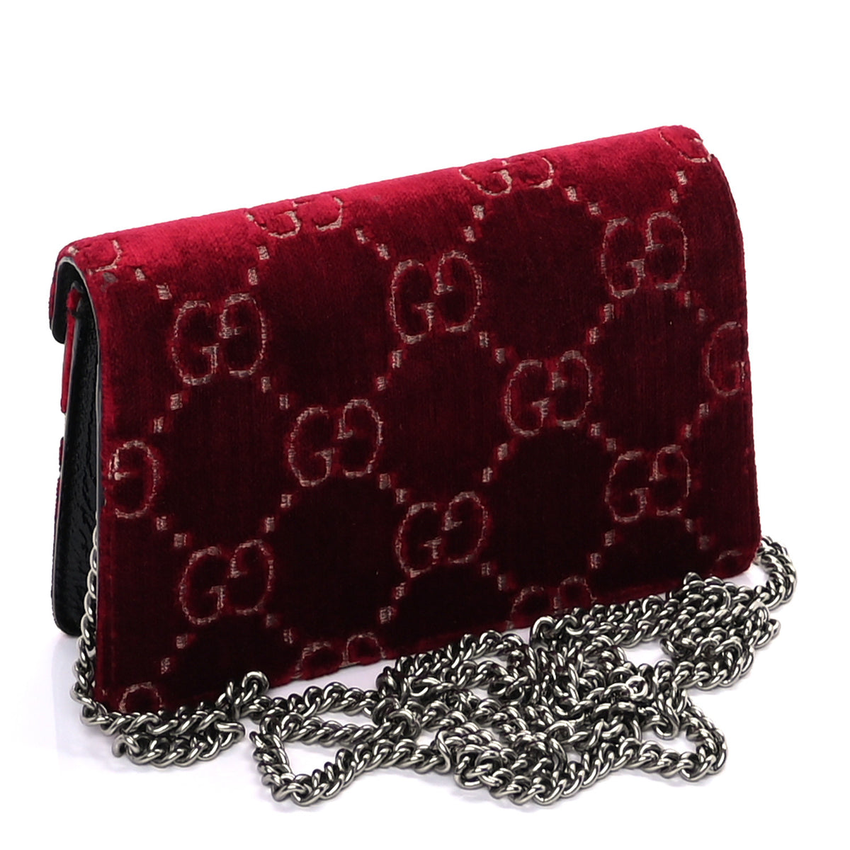 Velvet GG Monogram Super Mini Dionysus Shoulder Bag Red Cipria Black