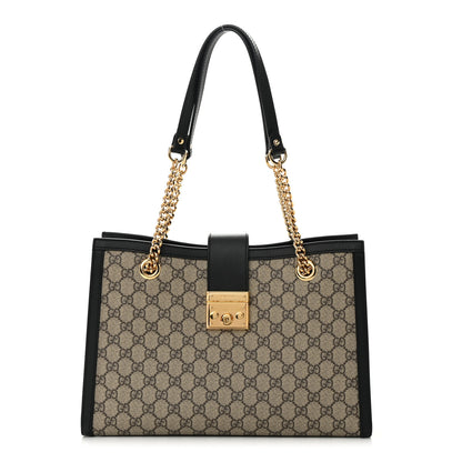 Gucci GG Supreme Monogram Medium Padlock Tote Black 1 of 16