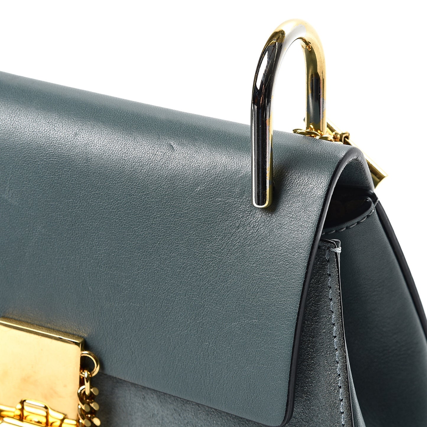 Suede Smooth Calfskin Mini Drew Shoulder Bag Cloudy Blue