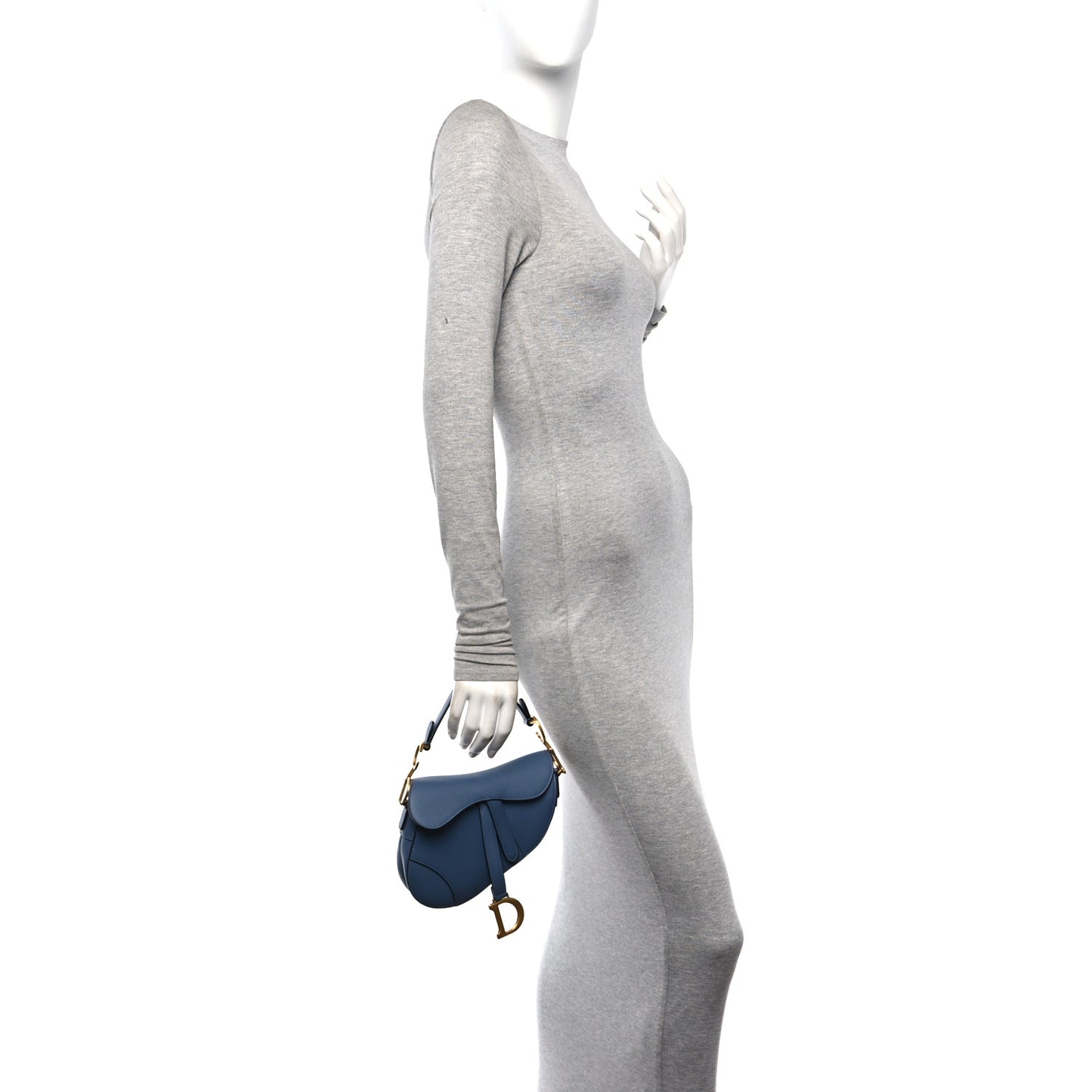 Grained Calfskin Mini Saddle Bag Sky Blue