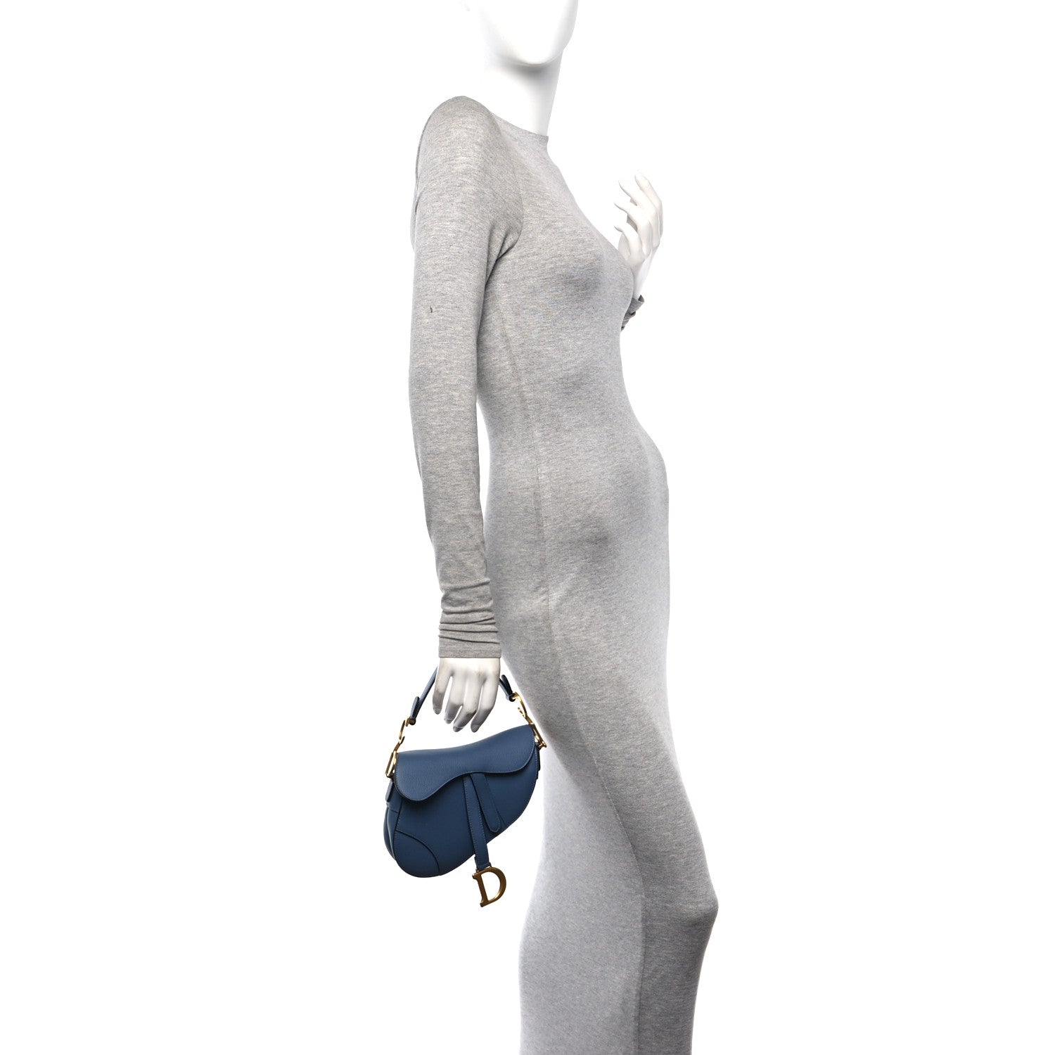 Christian Dior Grained Calfskin Mini Saddle Bag Sky Blue 2 of 11