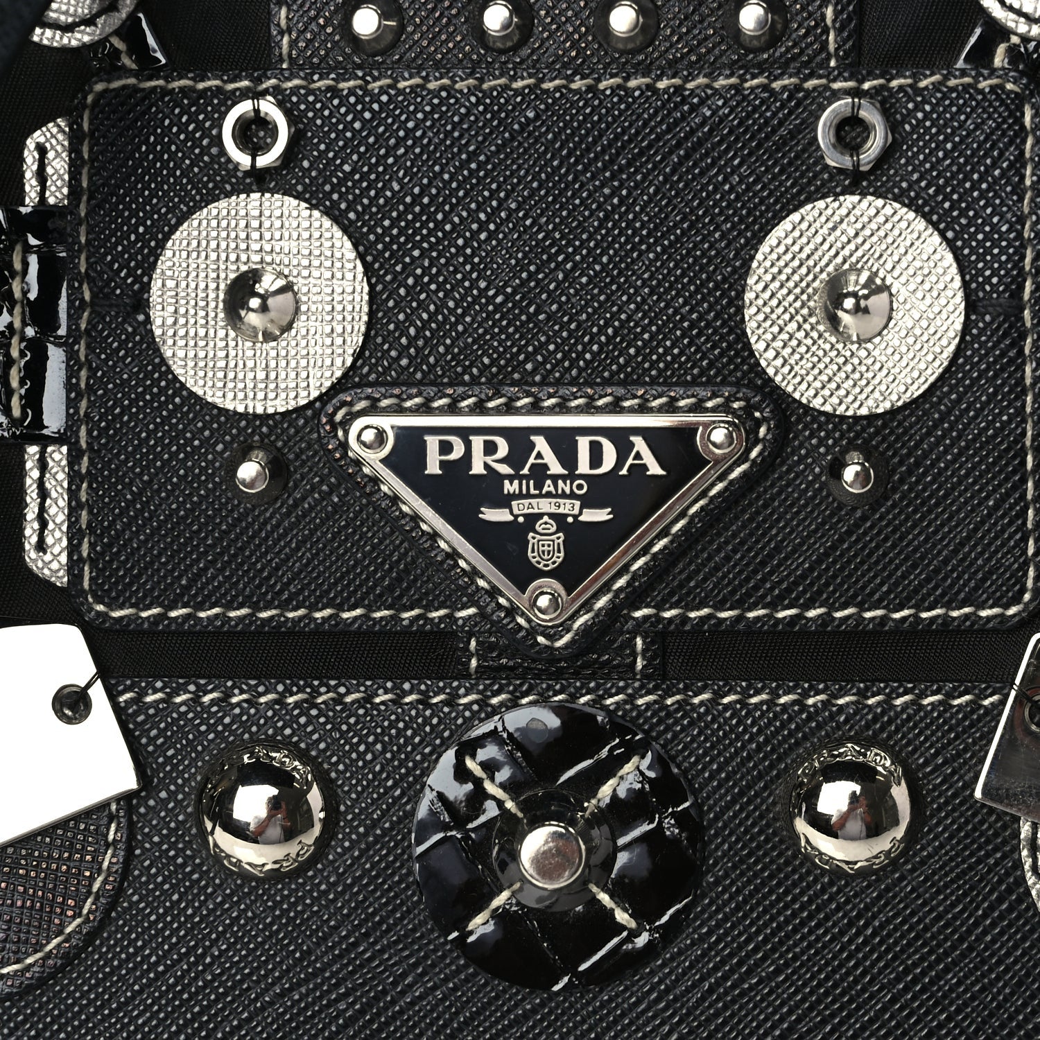 Prada Tessuto Nylon Saffiano Vela Robot Tote Black 6 of 8