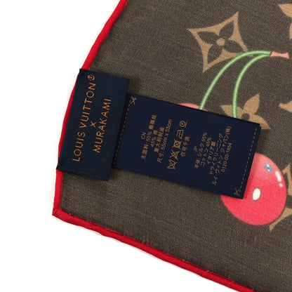 Louis Vuitton LV X TM Silk Cotton Monogram Cerises Square Scarf 55 Brown 3 of 4