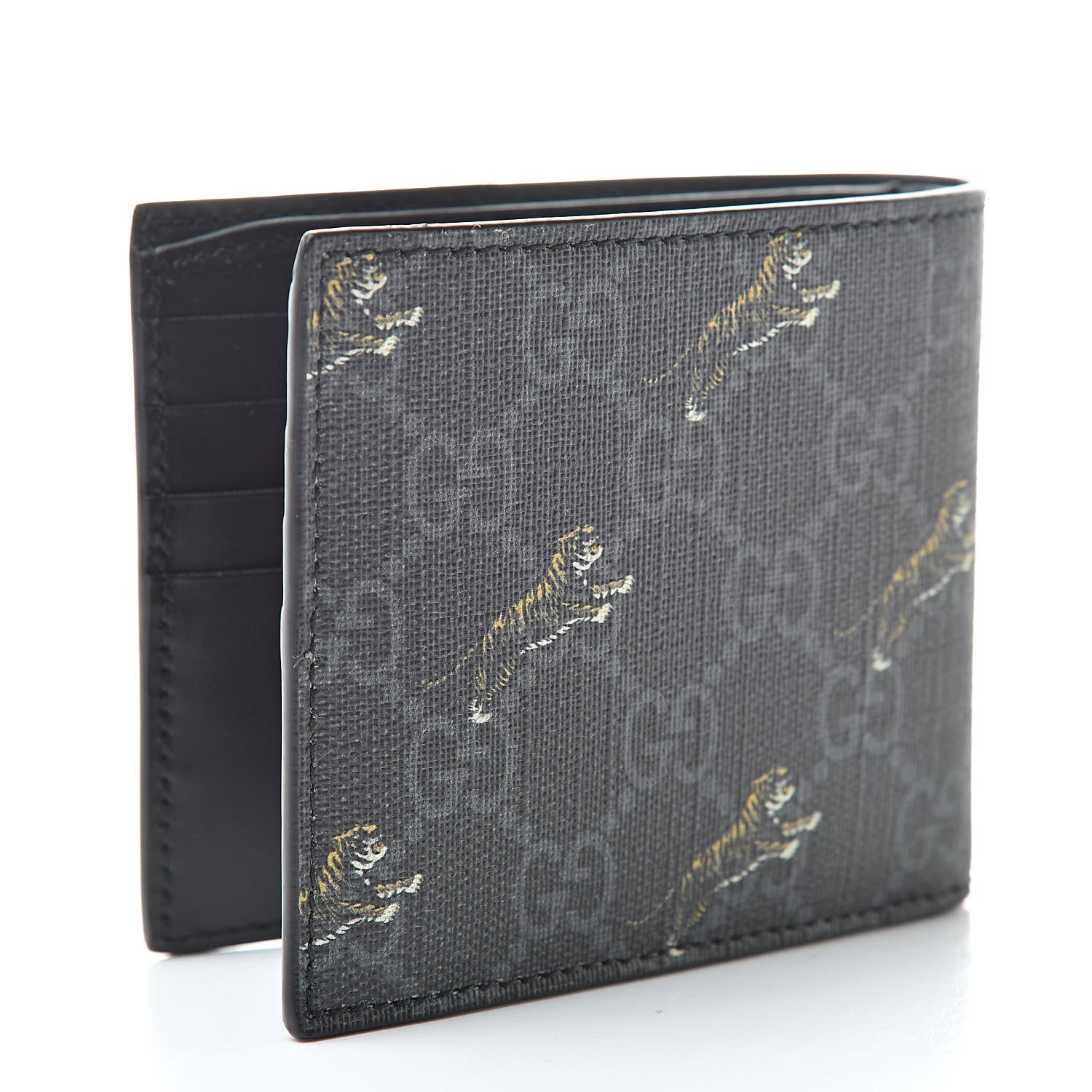 Gucci GG Supreme Monogram Tigers Wallet Black Multicolor 3 of 8