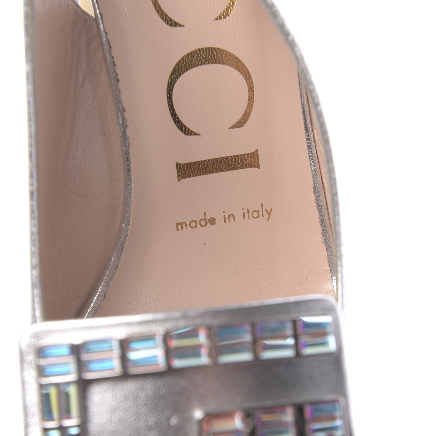 Metallic Nappa Crystal Square G Madelyn Slingbacks 36 Silver