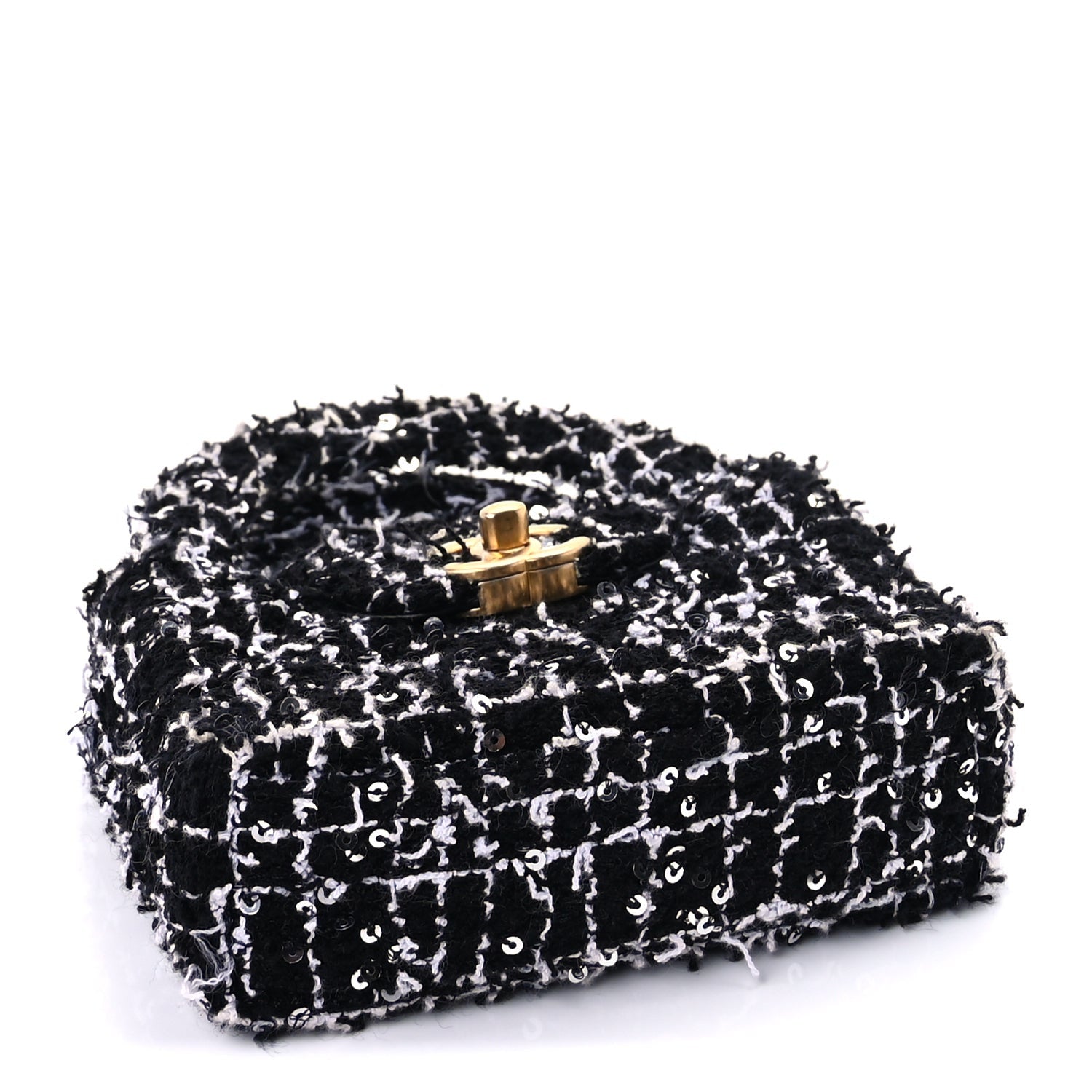 Chanel Tweed Quilted Mini Nano Kelly Shopper  Black White 3 of 8