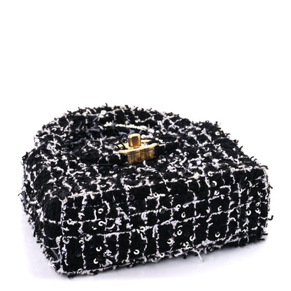 Chanel Tweed Quilted Mini Nano Kelly Shopper  Black White 3 of 8