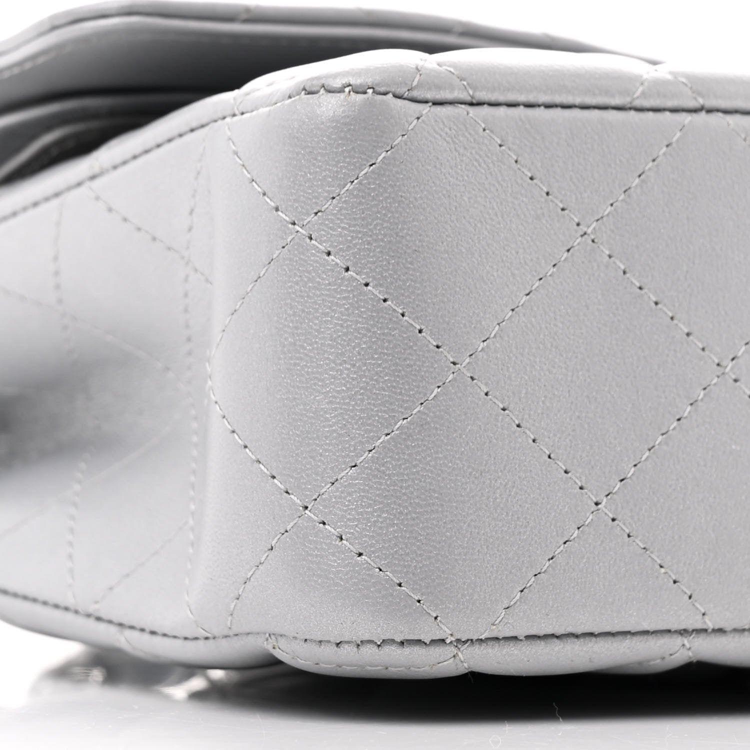 Chanel Iridescent Lambskin Quilted Medium Double Flap Grey 9 of 10