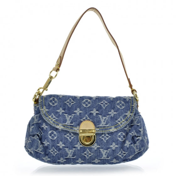 Monogram Denim Mini Pleaty Blue