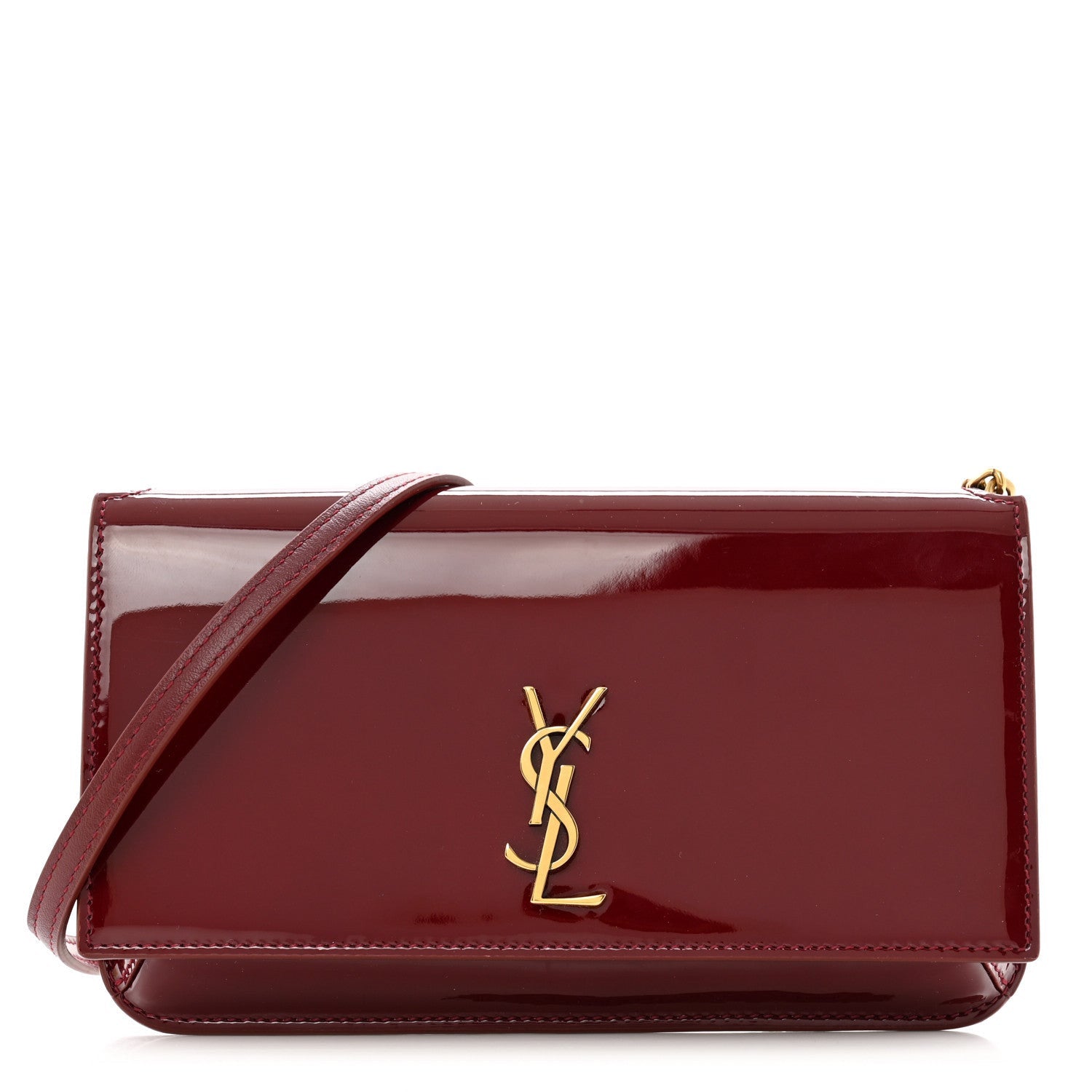Saint Laurent Patent Monogram Phone Holder Crossbody Chataigne 1 of 7