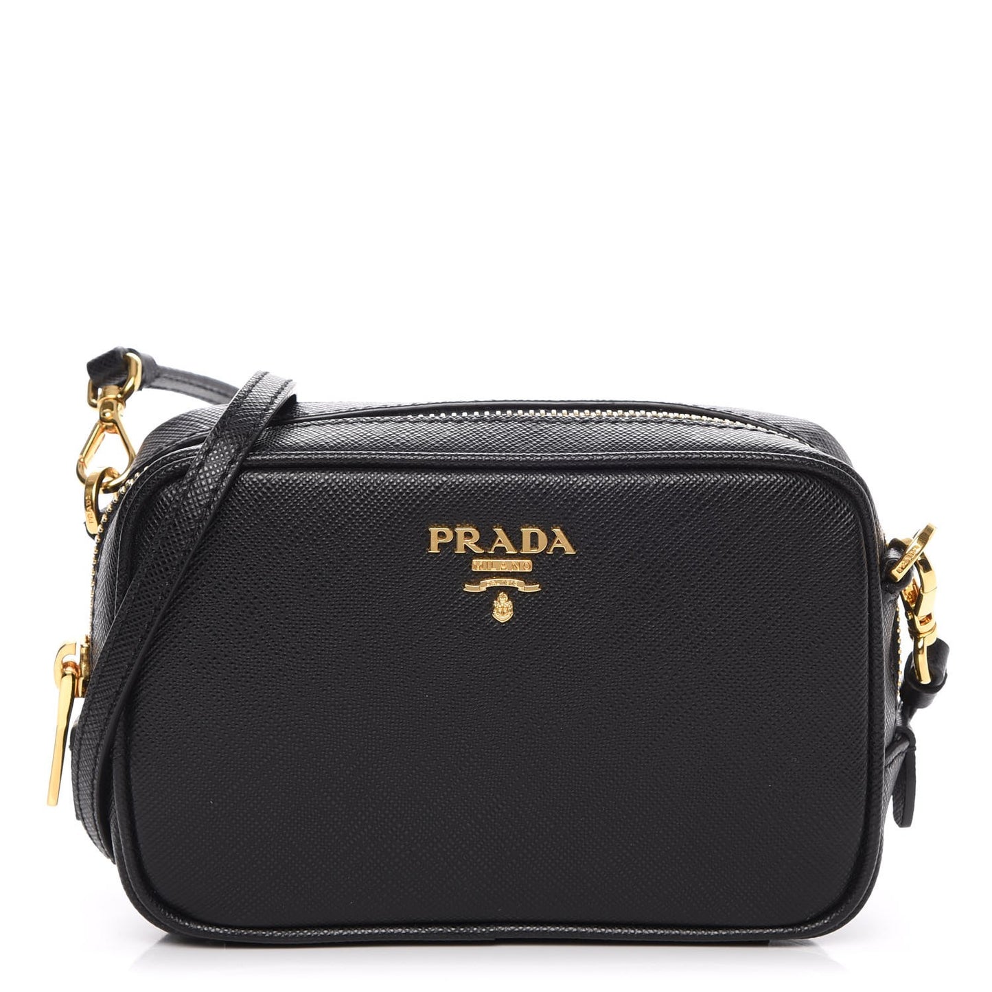 Saffiano Mini Camera Crossbody Bag Nero Black