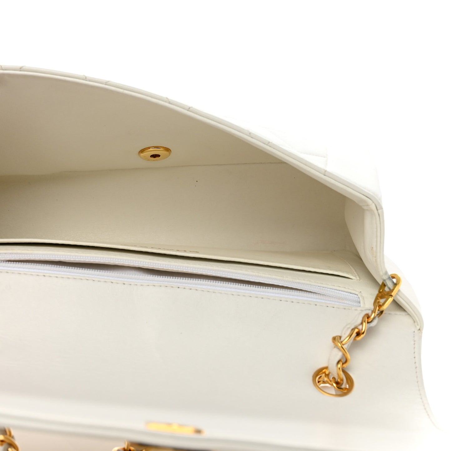 Lambskin Quilted Medium Single Flap White