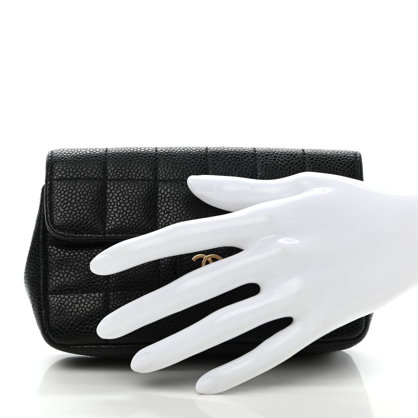 Caviar Square Stitched Belt Bag Black