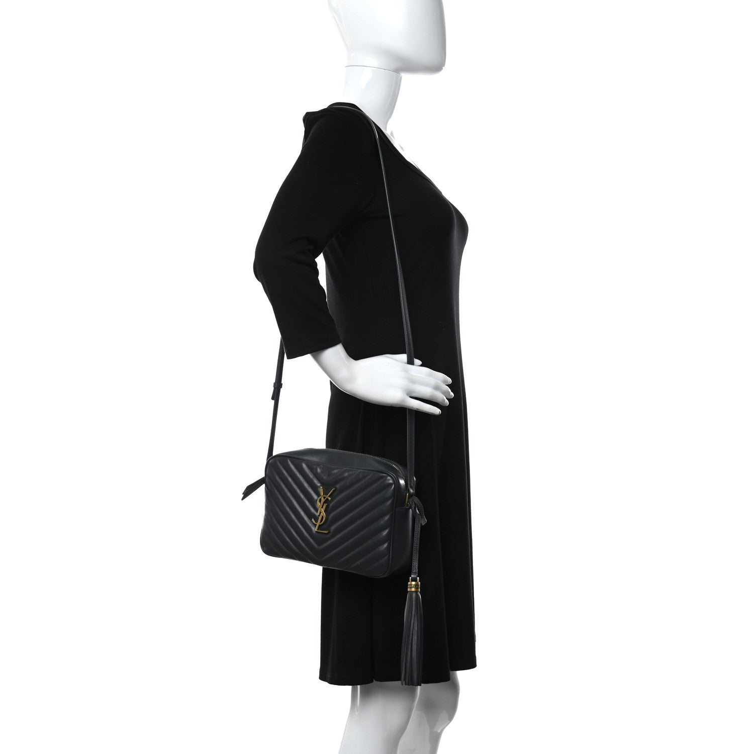 Saint Laurent Calfskin Matelasse Monogram Lou Camera Bag Navy 3 of 9