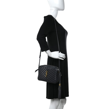 Saint Laurent Calfskin Matelasse Monogram Lou Camera Bag Navy 3 of 9