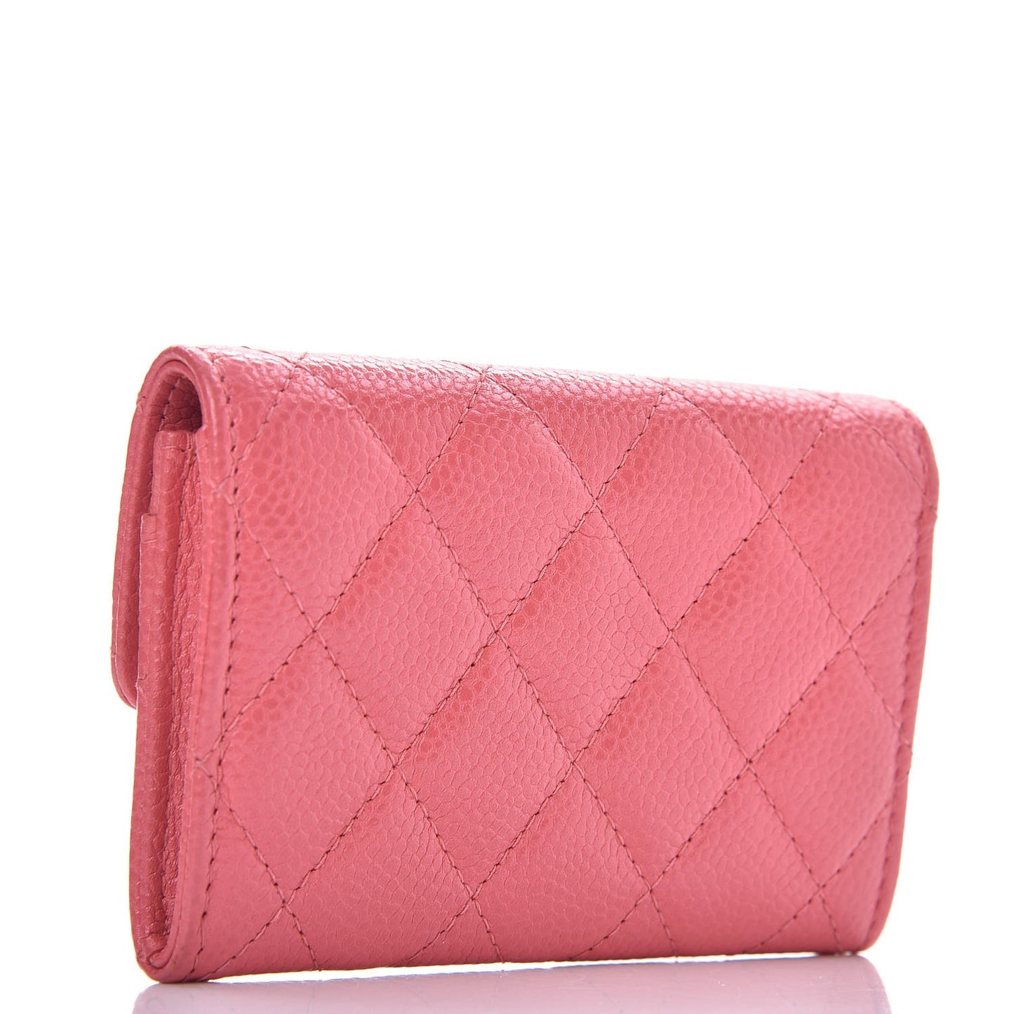 Caviar Quilted Flap Card Holder Pink