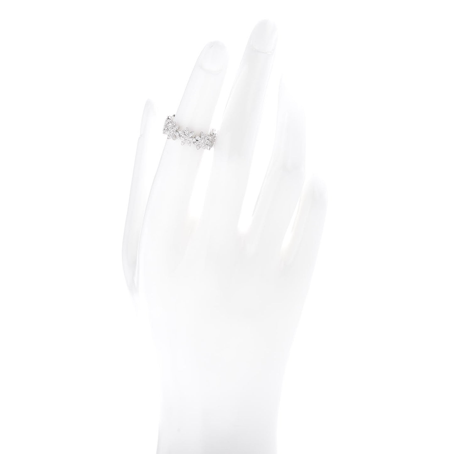 18K White Gold Diamond Daisy Metro Band Ring 49 4.75