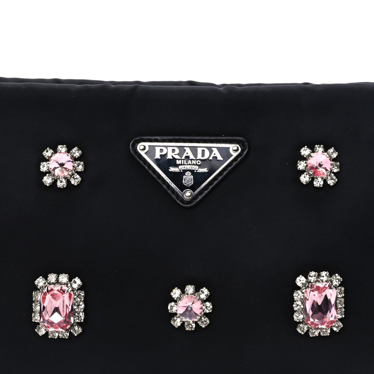Prada Tessuto Nylon Crystal Clutch Bag Black 6 of 8