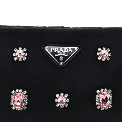 Prada Tessuto Nylon Crystal Clutch Bag Black 6 of 8