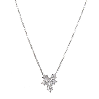 Harry Winston Platinum Diamond Small Winston Cluster Pendant Necklace 4 of 9
