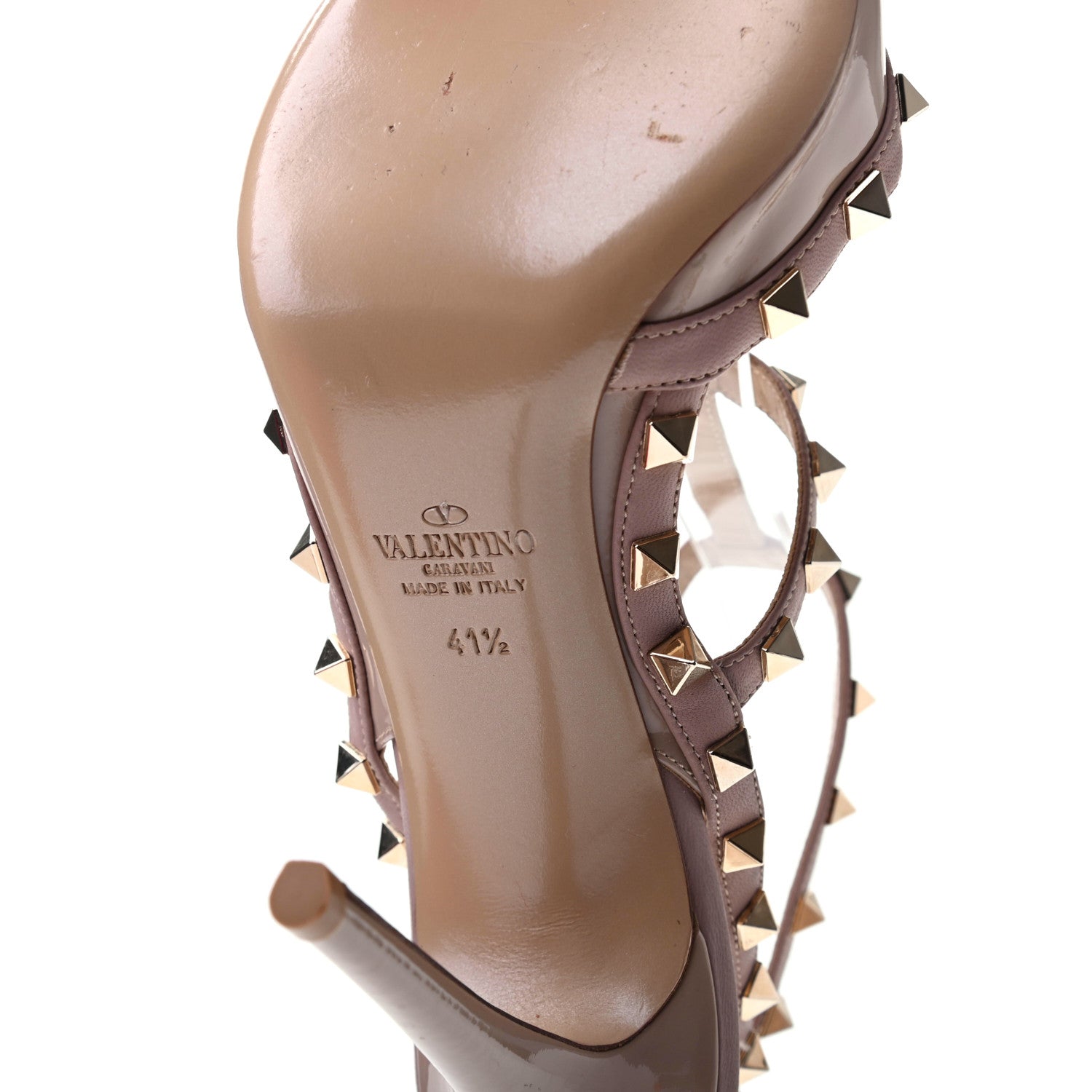 Valentino Garavani Patent Rockstud Ankle Strap Pumps 41.5 Poudre 6 of 10