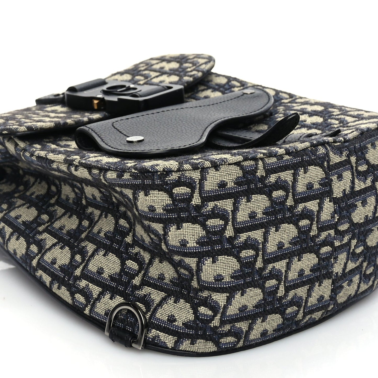 Grained Calfskin Oblique Mini Gallop Sling Bag Blue Black