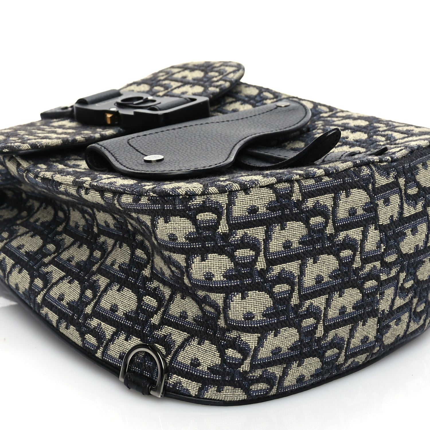 Christian Dior Grained Calfskin Oblique Mini Gallop Sling Bag Blue Black 7 of 8
