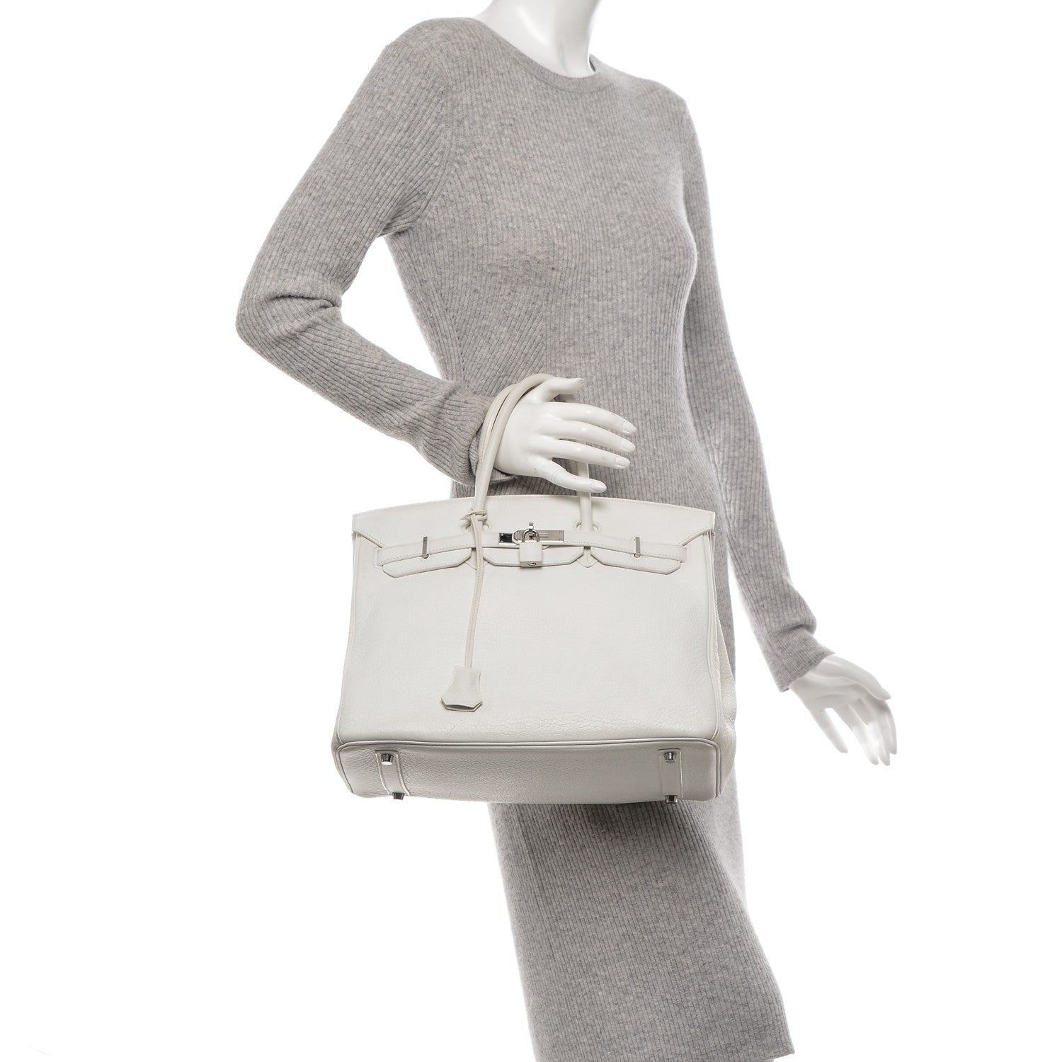 Hermes Taurillon Clemence Birkin 35 White 2 of 19