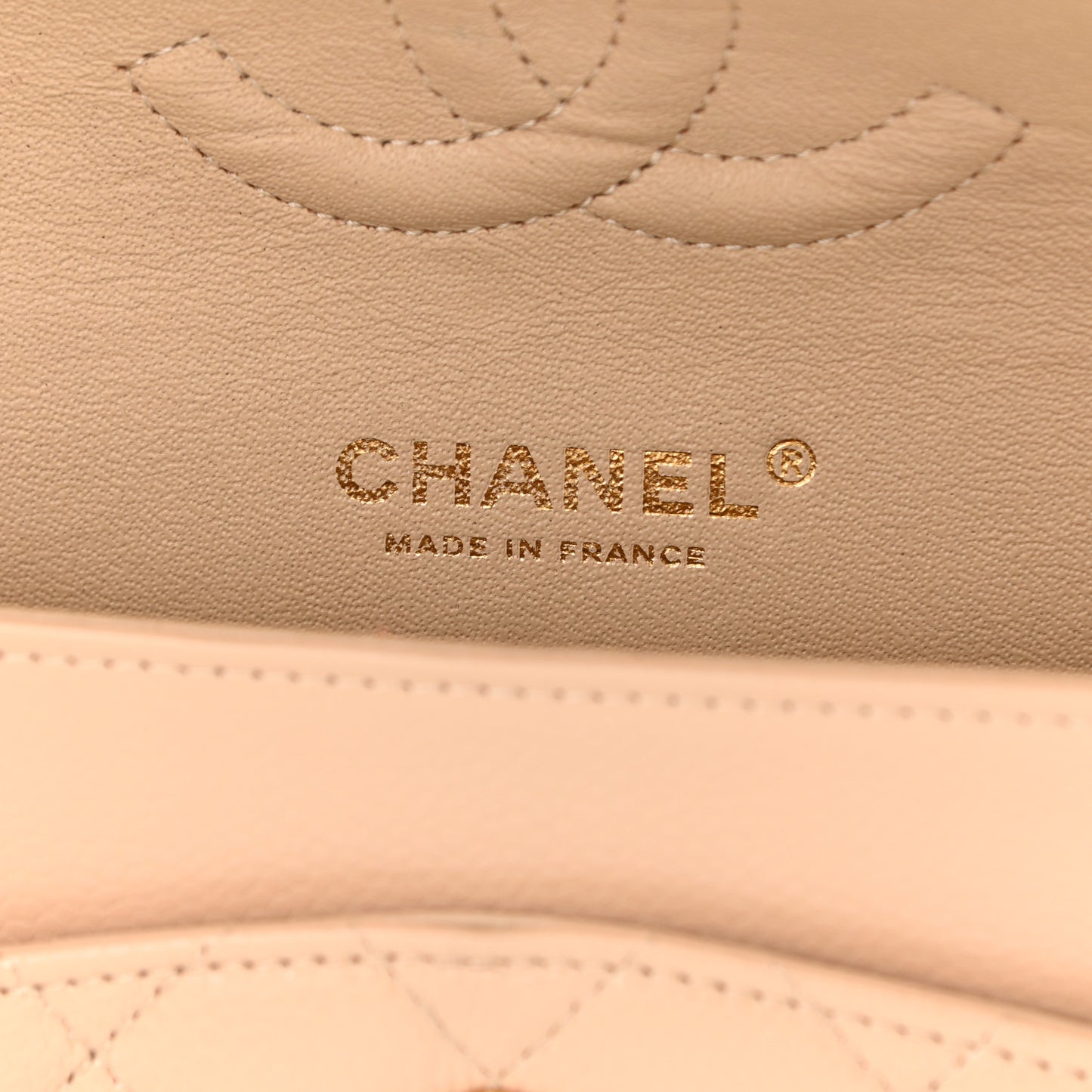 Caviar Quilted Medium Double Flap Beige