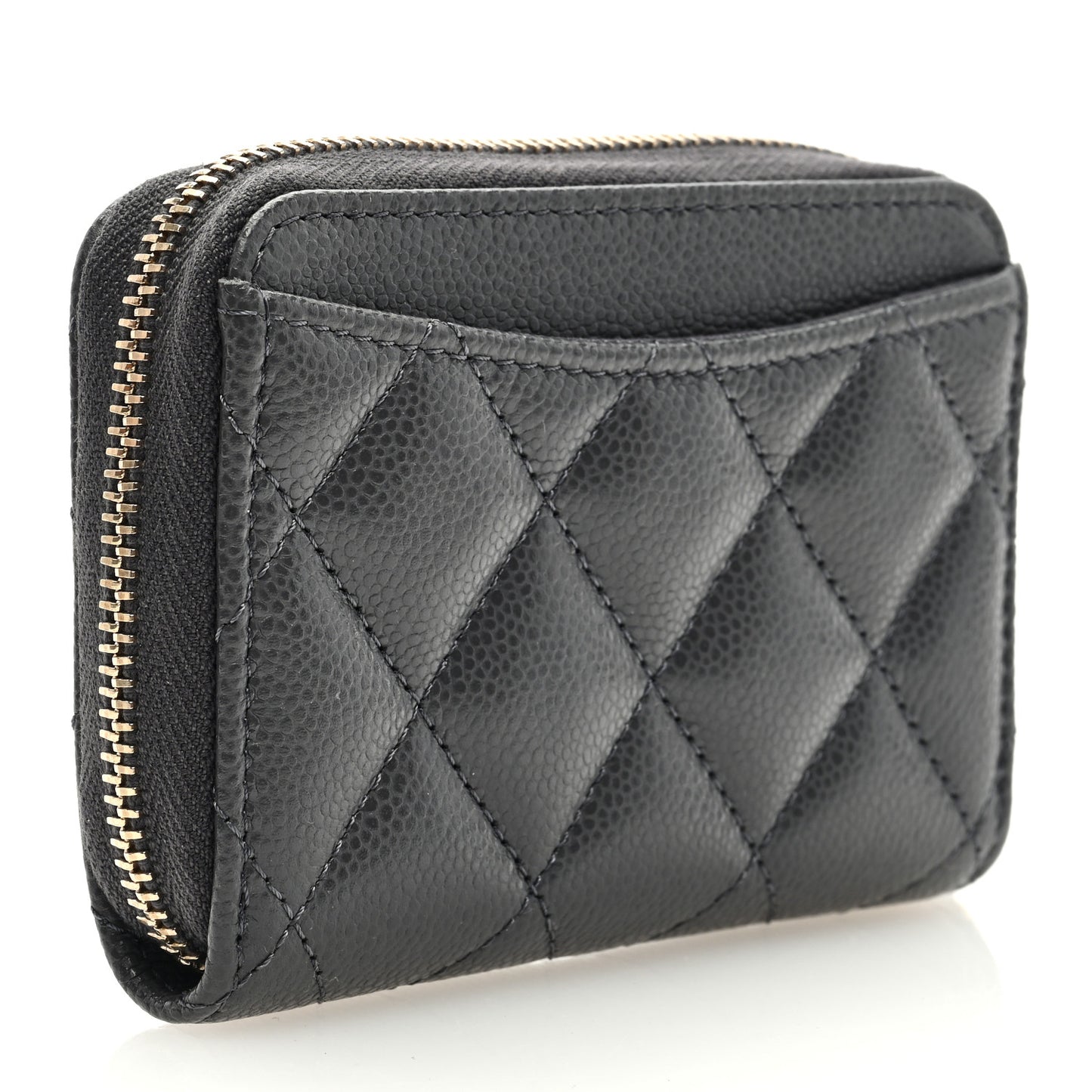 Caviar Quilted Zip Coin Purse Dark Grey